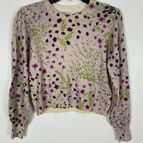 Joie Verna Floral Crew Neck Sweater Lilac Pink NWT - Picture 6 of 10